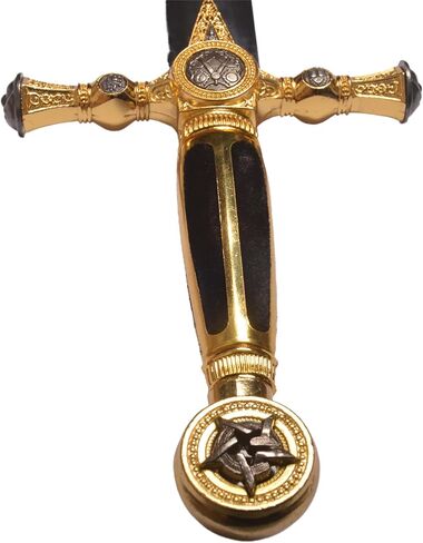 Sauvagine-33 بوصة سيف فارس العصور الوسطى مع نجمة خماسية ذهبية - سيف مزين باللونين الأسود والذهبي مع غمد للعرض المنزلي والحفلات التنكرية in Kuwait