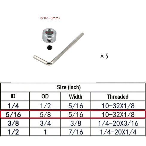 YXQ 5/16" Bore Shaft Collar 12Pcs Zinc Plated Solid Steel Screw Style 8mm Bore Lock Collars with 5/16" Bore Size,5/8" Outer Diameter, and 5/16" Width in Saudi Arabia