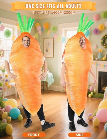 الجزرة زي الكبار الخضار تأثيري الزي البرتقالي مضحك لعيد الهالوين حفلة عيد الفصح الرجال النساء للجنسين حجم كبير in Kuwait