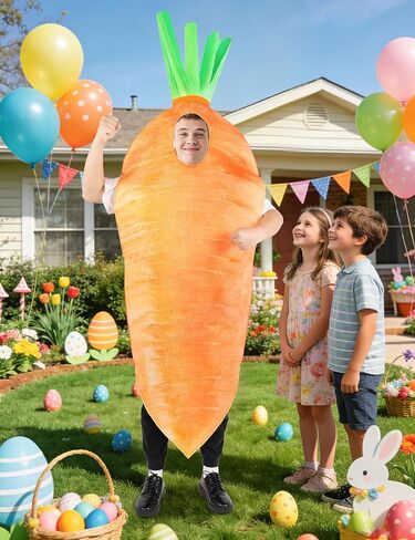 الجزرة زي الكبار الخضار تأثيري الزي البرتقالي مضحك لعيد الهالوين حفلة عيد الفصح الرجال النساء للجنسين حجم كبير in Kuwait
