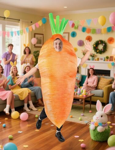 الجزرة زي الكبار الخضار تأثيري الزي البرتقالي مضحك لعيد الهالوين حفلة عيد الفصح الرجال النساء للجنسين حجم كبير in Kuwait