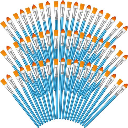 60 Pcs Paint Brush Set Bulk Acrylic Brush Wood Paint for Detail Art Crafts Kids Artist Adult Watercolor Oil Face Body (Round and Filbert Brush) in Saudi Arabia