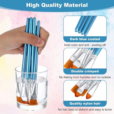 60 Pcs Paint Brush Set Bulk Acrylic Brush Wood Paint for Detail Art Crafts Kids Artist Adult Watercolor Oil Face Body (Round and Filbert Brush) in Saudi Arabia