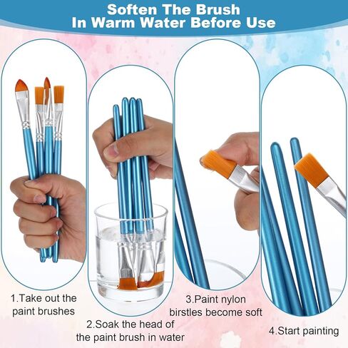 60 Pcs Paint Brush Set Bulk Acrylic Brush Wood Paint for Detail Art Crafts Kids Artist Adult Watercolor Oil Face Body (Round and Filbert Brush) in Saudi Arabia