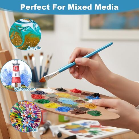 60 Pcs Paint Brush Set Bulk Acrylic Brush Wood Paint for Detail Art Crafts Kids Artist Adult Watercolor Oil Face Body (Round and Filbert Brush) in Saudi Arabia