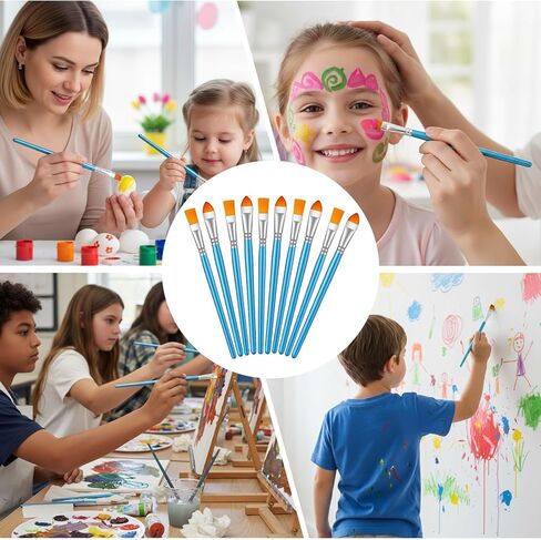 60 Pcs Paint Brush Set Bulk Acrylic Brush Wood Paint for Detail Art Crafts Kids Artist Adult Watercolor Oil Face Body (Round and Filbert Brush) in Saudi Arabia
