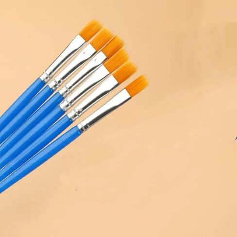 10Pcs 9mm Wide Flat Paint Brushes Set with Nylon Hair, Small Brush Bulk for Detail Painting Short Plastic Handle Acrylic Oil Watercolor Fine Art Painting for Kids Students Starter in Kuwait