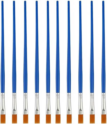 10Pcs 9mm Wide Flat Paint Brushes Set with Nylon Hair, Small Brush Bulk for Detail Painting Short Plastic Handle Acrylic Oil Watercolor Fine Art Painting for Kids Students Starter in Kuwait