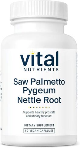 Vital Nutrients Saw Palmetto with Pygeum & Nettle Root | Vegan Saw Palmetto for Men Supports Healthy Prostate Function* | Vegan Saw Palmetto Extract Supplement | Gluten, Dairy, Soy Free | 60 Capsules in Kuwait