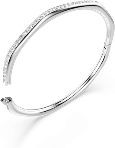 Swarovski Dextera bangle, Octagon shape, Round cut, White, Rhodium plated in Saudi Arabia