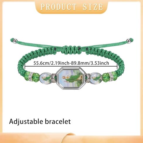 2 قطعة سوار صلاة سانت جود الأخضر مصنوع يدويًا مكسيكي قابل للتعديل على الطراز الديني سوار منسوج مناسب لكل من الرجال والنساء لارتدائه in Kuwait