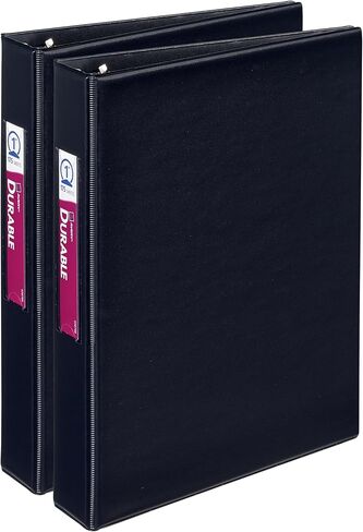 Avery Mini 3 Ring Binders, Holds 5.5" x 8.5" Paper, 1" Round Rings, 175-Sheet Capacity, 1.4 Inch Wide Spine, Label Holder, Black Binders, Great for Home, School, Office, and More (2-Pack of 13456) in Kuwait