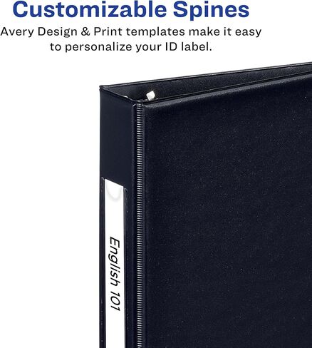 Avery Mini 3 Ring Binders, Holds 5.5" x 8.5" Paper, 1" Round Rings, 175-Sheet Capacity, 1.4 Inch Wide Spine, Label Holder, Black Binders, Great for Home, School, Office, and More (2-Pack of 13456) in Kuwait