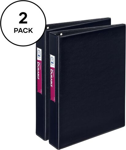 Avery Mini 3 Ring Binders, Holds 5.5" x 8.5" Paper, 1" Round Rings, 175-Sheet Capacity, 1.4 Inch Wide Spine, Label Holder, Black Binders, Great for Home, School, Office, and More (2-Pack of 13456) in Kuwait
