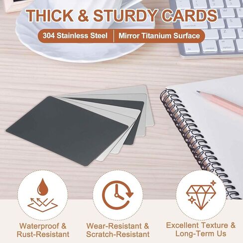 HARFINGTON 10pcs Metal Business Card 4.7" x 2.8" x 0.02" 304 Stainless Steel Mirror Titanium Laser Engrave Cards Custom Blank CNC Engrave Sheet for House Office DIY Gift Invitations, Black in Saudi Arabia