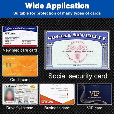 10 Pack Social Security Card Protector Sleeves, Ultra Clear & Durable 31Mil Waterproof SSN/New Medicare/Credit Card Holder, Soft ID/Debit/Credit/Business Card Holder in Saudi Arabia