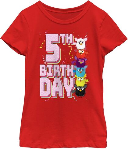 Girl's Furby Colorful Birthday Line Up T-Shirt in Saudi Arabia