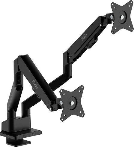 Pixio PS1D Wave Yellow Dual Monitor Arm Stand Desk Mount - Fits up to 32 inches Monitors and up to 19.8lbs. VESA Compatibility and Integrated Cable Management in Saudi Arabia