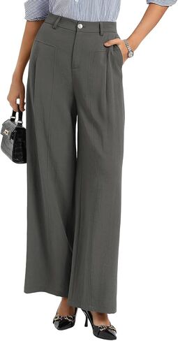 GRACE KARIN Womens Linen Pants, 2026 Wide Leg Elastic High Waist Palazzo Pants with Pockets, Business Casual Slacks in Saudi Arabia