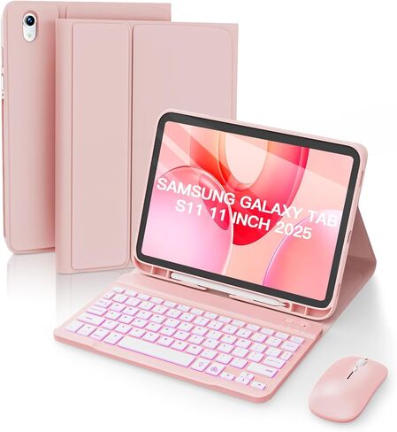 Keyboard Case for Samsung Galaxy Tab S11 11-inch 2025 (SM-X730/SM-X736B), Mouse and Detachable Wireless Keyboard, 7-Color Backlight, Slim Case with Pencil Holder, Grey in Saudi Arabia