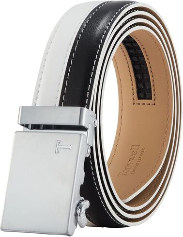 أحزمة تونيويل سقاطة للرجال، حزام أسود/أبيض للرجال قابل للتعديل، حزام جلدي 1 3/8 بوصة لفستان الأزياء التنكرية in Kuwait