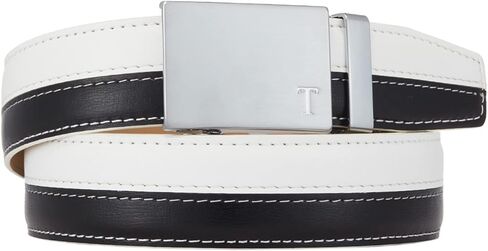 أحزمة تونيويل سقاطة للرجال، حزام أسود/أبيض للرجال قابل للتعديل، حزام جلدي 1 3/8 بوصة لفستان الأزياء التنكرية in Kuwait