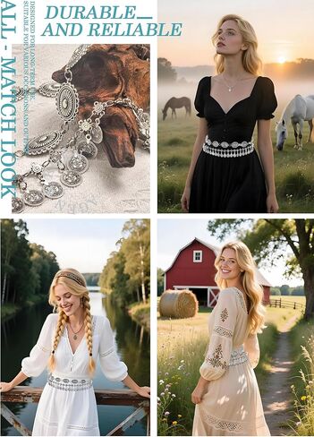 Western Concho Belt for Women Cowgirl Metal Belt Vintage Boho ChainBelt for Dresses Jeans & Country Concert Outfit in Saudi Arabia