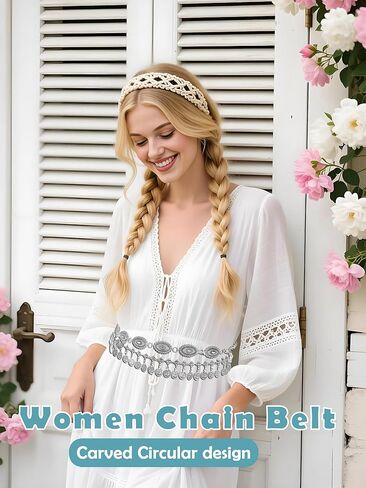 Western Concho Belt for Women Cowgirl Metal Belt Vintage Boho ChainBelt for Dresses Jeans & Country Concert Outfit in Saudi Arabia