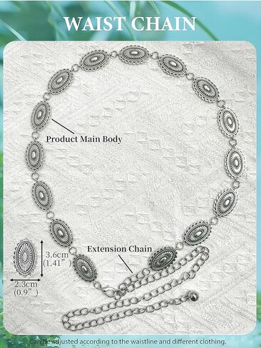 Western Concho Belt for Women Cowgirl Metal Belt Vintage Boho ChainBelt for Dresses Jeans & Country Concert Outfit in Saudi Arabia
