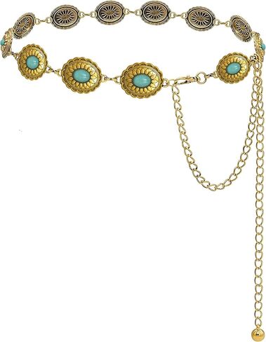 Western Concho Belt for Women Cowgirl Metal Belt Vintage Boho ChainBelt for Dresses Jeans & Country Concert Outfit in Saudi Arabia