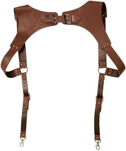 الكبار خمر الكتف تسخير حزام قابل للتعديل كليب الرجال الحمالات أحزمة بولي Leather الجلود الكبار أحزمة مطاطا الأقواس (البني) in Saudi Arabia