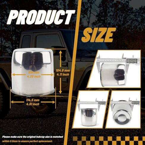 4Pcs 4.25 in Stainless Steel Wheel Center Caps Chrome Push Through Design - Fit 4.25" Center Bore for Truck, Trailer, SUV, RV Wheels Rims 4.11" Height Center Hub Caps in Saudi Arabia