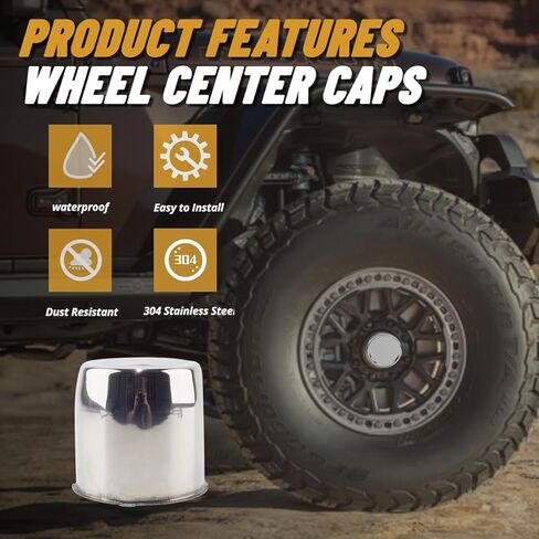 4Pcs 4.25 in Stainless Steel Wheel Center Caps Chrome Push Through Design - Fit 4.25" Center Bore for Truck, Trailer, SUV, RV Wheels Rims 4.11" Height Center Hub Caps in Saudi Arabia