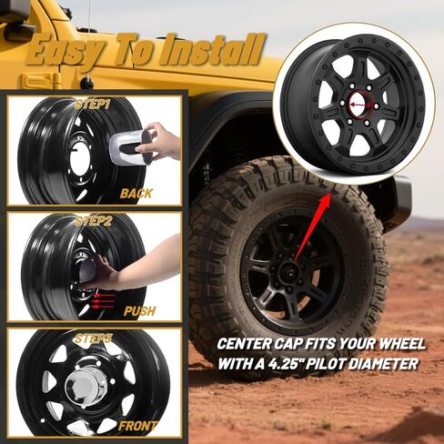 4Pcs 4.25 in Stainless Steel Wheel Center Caps Chrome Push Through Design - Fit 4.25" Center Bore for Truck, Trailer, SUV, RV Wheels Rims 4.11" Height Center Hub Caps in Saudi Arabia
