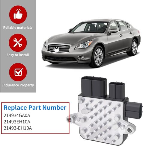 214934-GA0A وحدة التحكم في مروحة تبريد المحرك المتوافقة مع Infiniti EX37 FX37 FX35 FX50 G25 G35 G37 M35 Q50 Q60 Q70 N-i-s-s-a-n 370Z GT-R Juke، يستبدل #21493EH10A in Kuwait