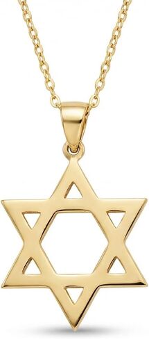 Star of David Necklace in 14K Solid Gold | 14k Gold Star Pendant Necklace for Women | Celestial Jewelry, 18" in Kuwait