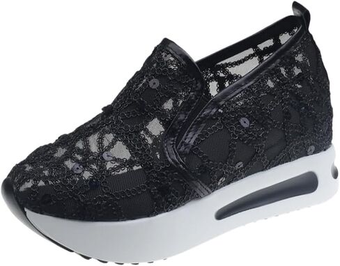 Women's Large-Size Low-top Loafers - Comfortable Breathable mesh Upper, Thick Sole for Elevated Casual Shoes, Suitable for Daily wear in Saudi Arabia