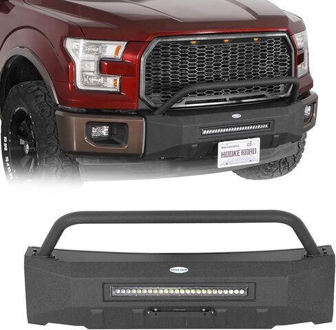 Hooke Road F150 Front Bumper for 2015 2016 2017 F-150 Pickup Trucks | Off-Road Stubby Bumper with Bull Bar & 72W LED Light Bar (Not for Raptor) in Saudi Arabia