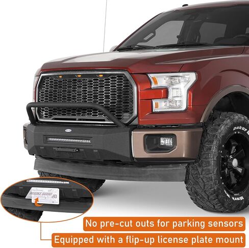 Hooke Road F150 Front Bumper for 2015 2016 2017 F-150 Pickup Trucks | Off-Road Stubby Bumper with Bull Bar & 72W LED Light Bar (Not for Raptor) in Saudi Arabia
