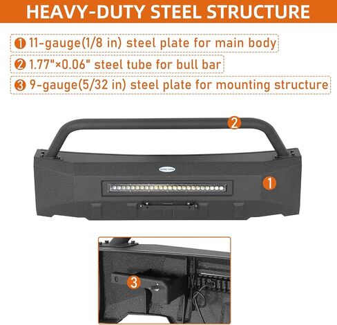 Hooke Road F150 Front Bumper for 2015 2016 2017 F-150 Pickup Trucks | Off-Road Stubby Bumper with Bull Bar & 72W LED Light Bar (Not for Raptor) in Saudi Arabia