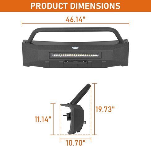 Hooke Road F150 Front Bumper for 2015 2016 2017 F-150 Pickup Trucks | Off-Road Stubby Bumper with Bull Bar & 72W LED Light Bar (Not for Raptor) in Saudi Arabia