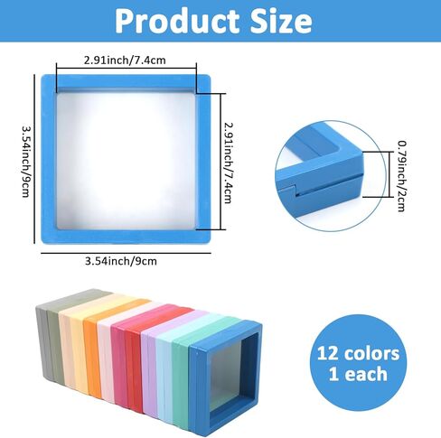 12 Pcs 3D Floating Frame Display Case PE Film Jewelry Display Stand Box Ornament Organizer Suspended Display Boxes 12 Colors in Saudi Arabia