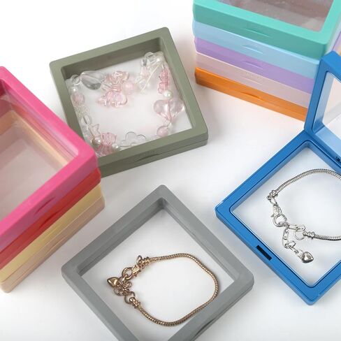 12 Pcs 3D Floating Frame Display Case PE Film Jewelry Display Stand Box Ornament Organizer Suspended Display Boxes 12 Colors in Saudi Arabia