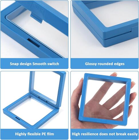12 Pcs 3D Floating Frame Display Case PE Film Jewelry Display Stand Box Ornament Organizer Suspended Display Boxes 12 Colors in Saudi Arabia