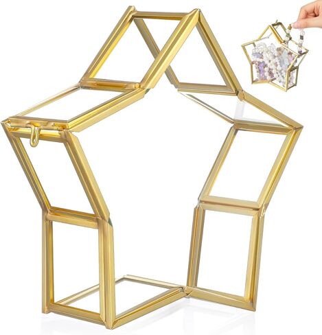 Gatuida Glass Jewelry Storage Box Small Five-Pointed Star Wishing Bottle Preserved Flower Packing Case Birthday Trinket Organizer for Home Décor in Saudi Arabia