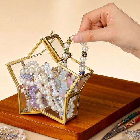 Gatuida Glass Jewelry Storage Box Small Five-Pointed Star Wishing Bottle Preserved Flower Packing Case Birthday Trinket Organizer for Home Décor in Saudi Arabia