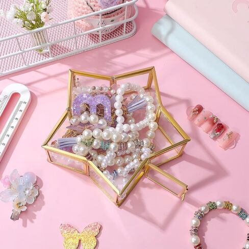 Gatuida Glass Jewelry Storage Box Small Five-Pointed Star Wishing Bottle Preserved Flower Packing Case Birthday Trinket Organizer for Home Décor in Saudi Arabia