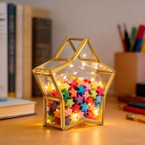 Gatuida Glass Jewelry Storage Box Small Five-Pointed Star Wishing Bottle Preserved Flower Packing Case Birthday Trinket Organizer for Home Décor in Saudi Arabia