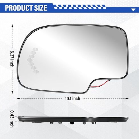 استبدال زجاج المرآة الجانبية للسائق BJSIA Fis 2003-2007 Chevy Silverado، Avalanche، Suburban، Tahoe، GMC Sierra، Yukon، Cadillac Escalade، مرآة رؤية جانبية خارجية مع إشارة الانعطاف in Kuwait