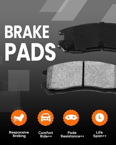 MOTOREVO Rear Ceramic Disc Brake Pads Replacement Set Compatible with RAV4 [ 2006-2018 ], For 2006 2007 2008 2009 2010 2011 2012 2013 2014 2015 2016 2017 2018 Rear in Kuwait